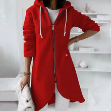 Load image into Gallery viewer, SABAUNGH Hoodie with Curved Hem, Double Pockets, and Zipper Closure