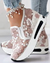 Load image into Gallery viewer, OSLA Women's Heeled Sneakers Bost Stylish Mesh Embroidery Design of Flowers
