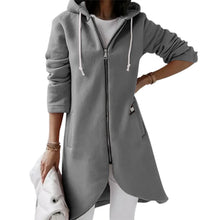 Load image into Gallery viewer, SABAUNGH Hoodie with Curved Hem, Double Pockets, and Zipper Closure
