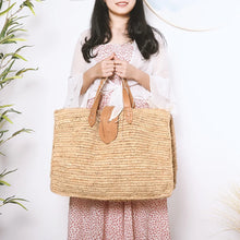 Load image into Gallery viewer, KONA Two Tone Hand-woven Shoulder Tote Bag Bohemian Straw Beach Bag with Tassel