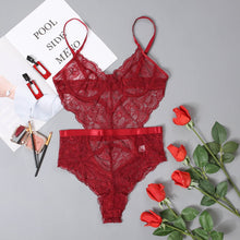 Load image into Gallery viewer, KSAINA Backless Snap Crotch Bodysuit Women Lace Nightwear Underwear Sleepwear Lingerie