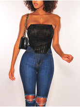 Indlæs billede til gallerivisning ADRIENNE Mesh Backless Bustier Corset Crop Tops