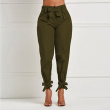 Load image into Gallery viewer, OMI Summer Solid Color Pants with Waist Belt Bowtie