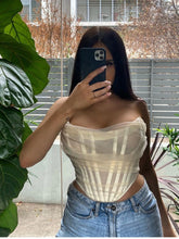 Indlæs billede til gallerivisning ADRIENNE Mesh Backless Bustier Corset Crop Tops