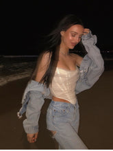 Indlæs billede til gallerivisning ADRIENNE Mesh Backless Bustier Corset Crop Tops