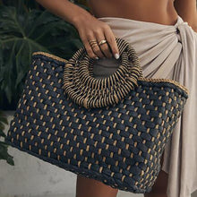 Load image into Gallery viewer, OKALANI Casual Versatile Square Woven Handbag Straws Shoulder Tote Bag - Bali Lumbung