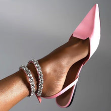 Load image into Gallery viewer, NIZHONI Women's Closed-Toe Crystal-Accented Ankle-Strap Pointed Toe Flat Shoes - Bali Lumbung