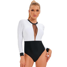 Load image into Gallery viewer, WAIOLA One Piece Colorblock Mesh Long Sleeves Monokini Swimwear - Bali Lumbung