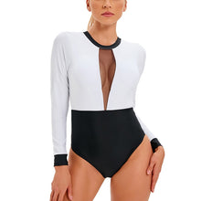 Load image into Gallery viewer, WAIOLA One Piece Colorblock Mesh Long Sleeves Monokini Swimwear - Bali Lumbung