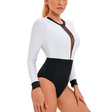 Load image into Gallery viewer, WAIOLA One Piece Colorblock Mesh Long Sleeves Monokini Swimwear - Bali Lumbung