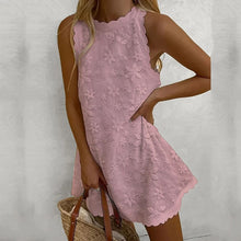 Load image into Gallery viewer, PRILLY Elegant Flower Print Crew Neck Sleeveless Lose A-Line Dress