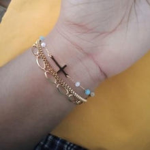 Cargar imagen en el visor de la galería, NOEL Stainless Steel Colorful Beads Cross Three Chain Bracelets