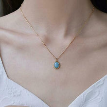 Laden Sie das Bild in den Galerie-Viewer, LILA Stainless Steel Crystal Natural Stone Oval Pendant Bead Chain Necklace - Bali Lumbung