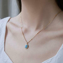 Laden Sie das Bild in den Galerie-Viewer, LILA Stainless Steel Crystal Natural Stone Oval Pendant Bead Chain Necklace - Bali Lumbung