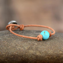 Load image into Gallery viewer, TY Ethnic Bracelets Turquoise Leather Strap Wrap Designer Bracelets - Bali Lumbung
