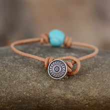 Load image into Gallery viewer, TY Ethnic Bracelets Turquoise Leather Strap Wrap Designer Bracelets - Bali Lumbung