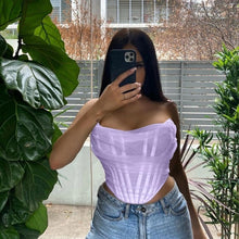 Indlæs billede til gallerivisning ADRIENNE Mesh Backless Bustier Corset Crop Tops