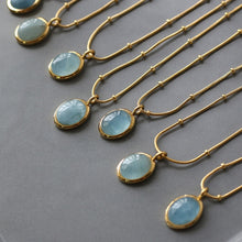 Laden Sie das Bild in den Galerie-Viewer, LILA Stainless Steel Crystal Natural Stone Oval Pendant Bead Chain Necklace - Bali Lumbung