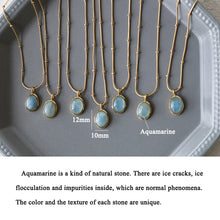 Laden Sie das Bild in den Galerie-Viewer, LILA Stainless Steel Crystal Natural Stone Oval Pendant Bead Chain Necklace - Bali Lumbung