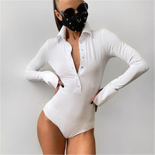 Afbeelding in Gallery-weergave laden, POLA Turn Down Collar Button Down Long Sleeves Skinny Bodysuit