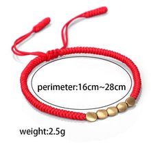 Cargar imagen en el visor de la galería, GARMA Tibetan Buddhist Style Braided Lucky Rope Handmade Copper Beads Bracelets