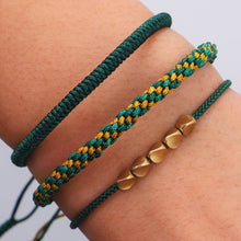 Cargar imagen en el visor de la galería, GARMA Tibetan Buddhist Style Braided Lucky Rope Handmade Copper Beads Bracelets