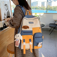 Load image into Gallery viewer, PEPPY #4 Cute Backpack Waterproof Candy Color Backpack Set with Animal Stuffed Dolls