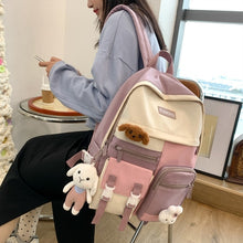 Load image into Gallery viewer, PEPPY #4 Cute Backpack Waterproof Candy Color Backpack Set with Animal Stuffed Dolls