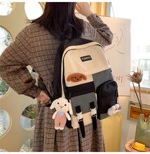 Load image into Gallery viewer, PEPPY #4 Cute Backpack Waterproof Candy Color Backpack Set with Animal Stuffed Dolls