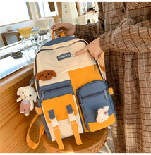 Load image into Gallery viewer, PEPPY #4 Cute Backpack Waterproof Candy Color Backpack Set with Animal Stuffed Dolls