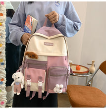 Load image into Gallery viewer, PEPPY #4 Cute Backpack Waterproof Candy Color Backpack Set with Animal Stuffed Dolls