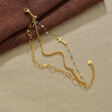 Cargar imagen en el visor de la galería, NOEL Stainless Steel Colorful Beads Cross Three Chain Bracelets