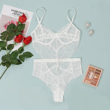 Load image into Gallery viewer, KSAINA Backless Snap Crotch Bodysuit Women Lace Nightwear Underwear Sleepwear Lingerie