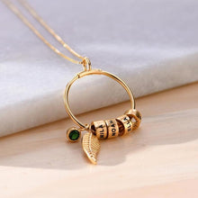 Load image into Gallery viewer, ELOISE #1 Personalized Letter Name Stainless Steel Leaf with Birthstone January-June Engraved Beads Charms Pendant Necklace - Bali Lumbung