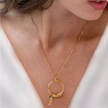 Load image into Gallery viewer, ELOISE #1 Personalized Letter Name Stainless Steel Leaf with Birthstone January-June Engraved Beads Charms Pendant Necklace - Bali Lumbung