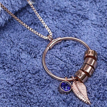 Load image into Gallery viewer, ELOISE #1 Personalized Letter Name Stainless Steel Leaf with Birthstone January-June Engraved Beads Charms Pendant Necklace - Bali Lumbung