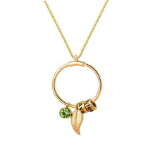 Load image into Gallery viewer, ELOISE #1 Personalized Letter Name Stainless Steel Leaf with Birthstone January-June Engraved Beads Charms Pendant Necklace - Bali Lumbung