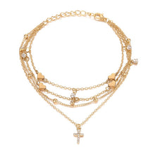 Load image into Gallery viewer, ROCHELLE Multilayer Crystal Cross Adjustable Anklet - Bali Lumbung