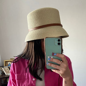 SARA Women's Summer Bucket Hat featuring Stylish Belt Accents