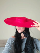 Cargar imagen en el visor de la galería, NARA Cool Summer Hat with a Flat Top and Wide Brim Trimmed with Ribbons