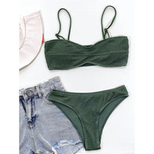 Load image into Gallery viewer, TYE Bandeau Swimsuit Set for Women - Plain Rib Bikinis
