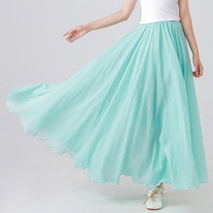 TERRI #1 Women Boho Casual Maxi Skirts Summer High Waist with A-Line Cut