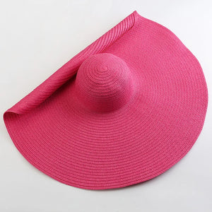 FORTUNA Women's Foldable Oversized Beach Hat 27" Diameter Wide Brim Summer Sun Hats