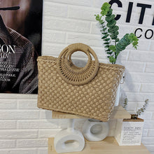 Load image into Gallery viewer, OKALANI Casual Versatile Square Woven Handbag Straws Shoulder Tote Bag - Bali Lumbung
