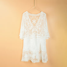 Load image into Gallery viewer, ARIA Deep V-Neck Boho Lace See-Through Swimsuit Short Style Cover Up