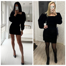 Load image into Gallery viewer, RHEA Puff Sleeves Party Dress Evening Chic Square Collar Evening Gown Mini Skirt - Bali Lumbung
