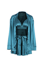 Cargar imagen en el visor de la galería, BLAIR 3-Piece Ruched Robe Pajama Set for Women