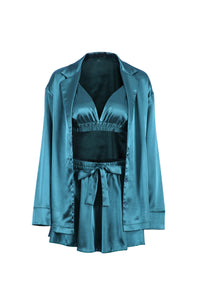 BLAIR 3-Piece Ruched Robe Pajama Set for Women