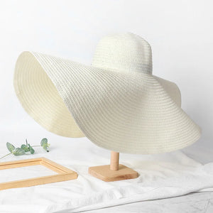 FORTUNA Women's Foldable Oversized Beach Hat 27" Diameter Wide Brim Summer Sun Hats