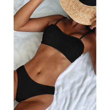 Cargar imagen en el visor de la galería, TYE Bandeau Swimsuit Set for Women - Plain Rib Bikinis